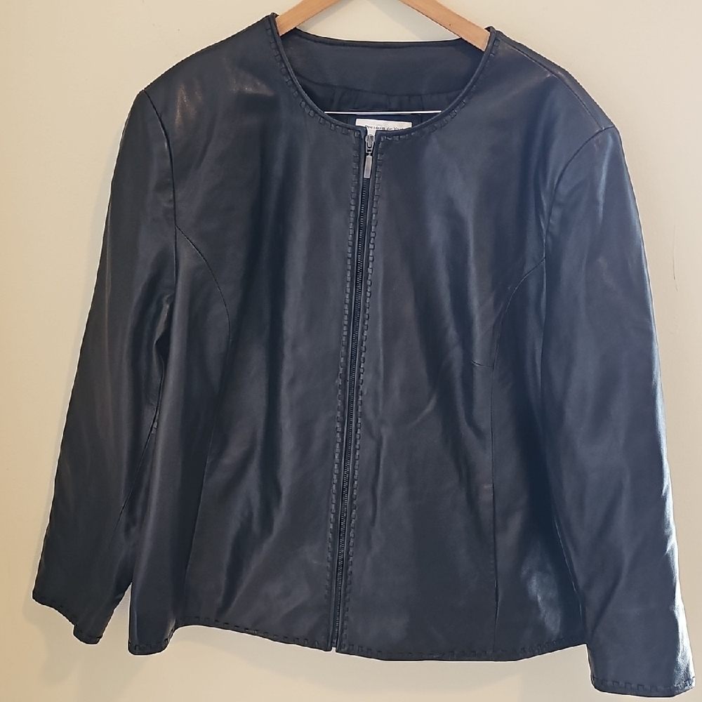 Preston & York Classic Black Leather Jacket. Very Good Clean Condition. 2X Soft